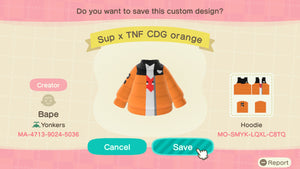 Sup x TNF CDG orange Hoodie by Bape